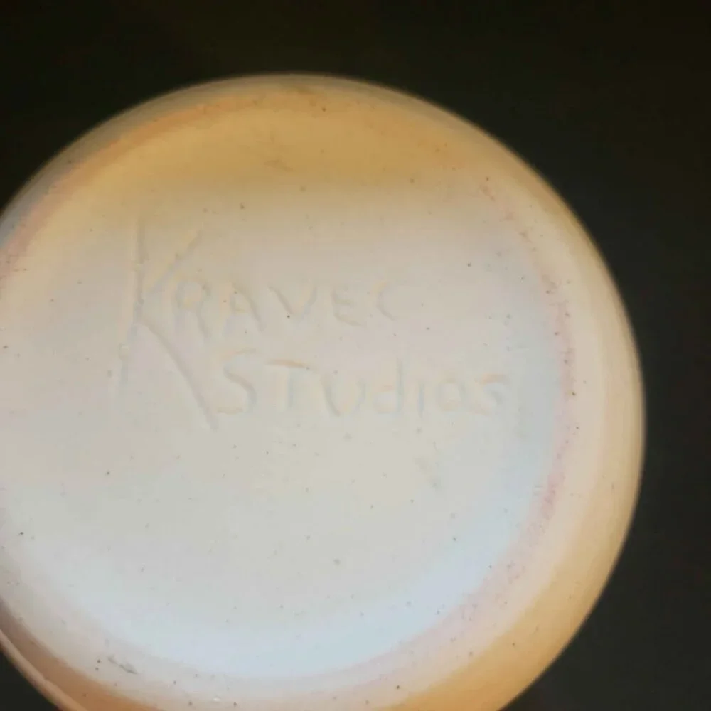 Vintage Kravec Studios Art Pottery Bud Vase With A Drip Glaze Finish
